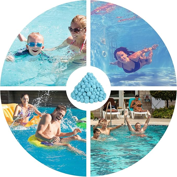 3.1 LBS Light Blue Pool Filter Balls for Sand Filter, New Efficient Pool Filter Media Balls for Swimming Pool Sand Pump, Eco-Friendly Filter Balls Equals 110lbs Pool Filter Sand for Sand Filter System