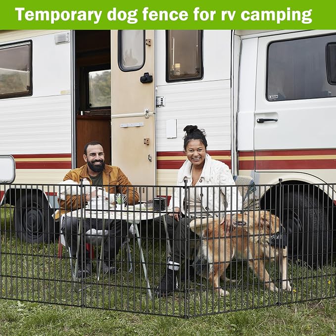 5 Panels No Dig Decorative Outdoor Garden Fence for Yard, 24 in(H) X 10 ft(L) Animal Barrier Fencing Rustproof Metal Wire Panel Border for Dog, Rabbits, and Patio Temporary Ground Stakes