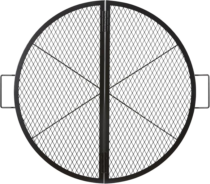 VEVOR X-Marks Fire Pit Grill Grate, Foldable Round Cooking Grate, Heavy Duty Steel Campfire BBQ Grill Grid with Handle and Support X Wire, Portable Camping Cookware for Outside Party, 36 Inch Black