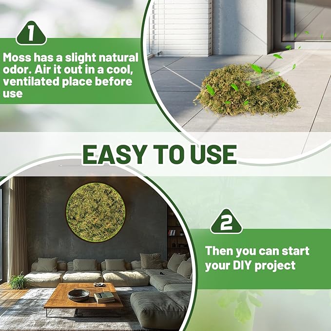 70oz Jumbo Pack Natural Green Moss for Crafts - Bulk Moss for Plants Indoor, Artificial Fairy Gardens, Mosswall, Filling Fake Plants, Floral Design, Home Decoration, Professional DIY Use
