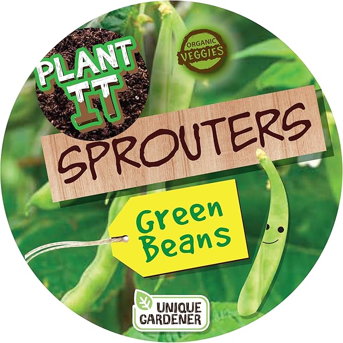 Unique Gardener Plant-It Starters Plant Seeds 4-Pack, DIY Indoor Succulents and Live Plants for Home or Garden Planting, Green Bush Beans