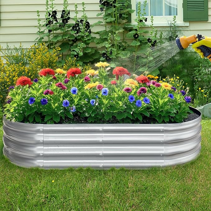 Galvanized Garden Bed kit for Vegetables/Herbs/Flowers (8X4X1)
