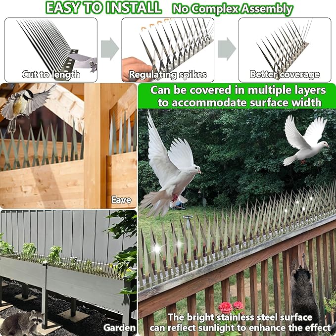 Bird Spikes, Outdoor Squirrel Spikes, Squirrel Baffles for Bird Feeder Poles, Avoid Climbing Garden Fences and Fruit Trees. (80 inches)