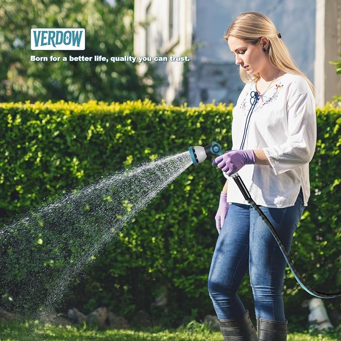 Garden Hose Water Hose 75ft Lightweight Flexible, Kink-Free Outdoor Heavy Duty 3/4" Rustproof Metal Fittings, 10-Pattern 360° Rotating Spray Nozzle for Yard Lawn Car Wash