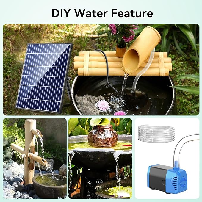 Antfraer 12W Solar Fountain Pump, Solar Water Pump 160GPH Flow Adjustable, Solar Powered Water Pump with 16.5Ft Cord Length for Small Pond, Fish Pond Bird Bath Garden Waterfall Hydroponics
