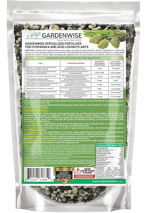 GARDENWISE Evergreen Fertilizer – All-Purpose Granular Plant Food for Outdoor Trees and Shrubs, Azaleas, Magnolias, Pines & Arborvitae – Slow-Release Formula (4 quarts)