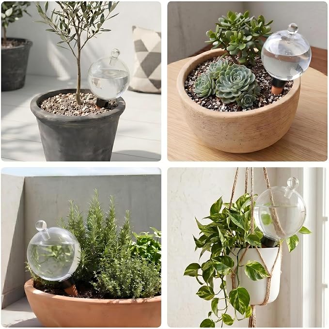 EX-Large Plant Watering Globes with Cover 26oz Top Fill Plastic Water Bulbs Self Watering Planter Inser, Slow Release Terracott, Plant Watering Devices for Plants, 2 Pack