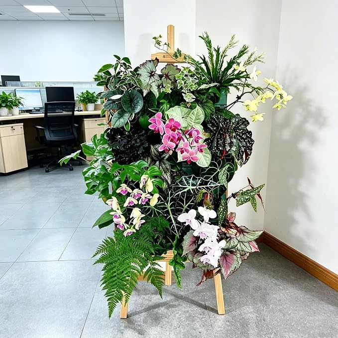 Vertical Wall Planter for Indoor Plants, Living Wall Planter System with 4 Stackable Pots, Wall Mounted Hanging Planter, Ventilation Design for Herbs, Succulents, Flowers,(4Pots)