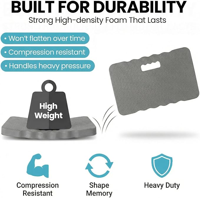 Extra Thick Foam Kneeling Pad for Gardening and Exercise Soft Comfortable Knee Cushion Mat for Floor Work Yard Tasks and Home, Set of 2 Large Grey