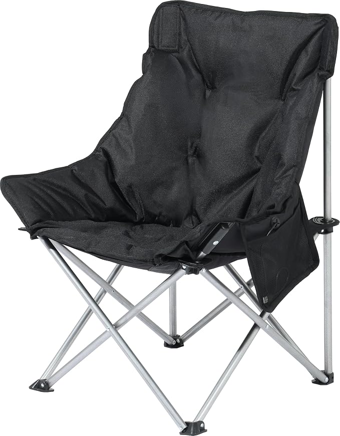 SunSettler Heated Camping Chair, Oversized Heated Outdoor Chairs for Adults with 3 Heat Levels, Portable Folding Padded Chair for Camp, Lawn, Sports (Battery NOT Included) (Black, Small)