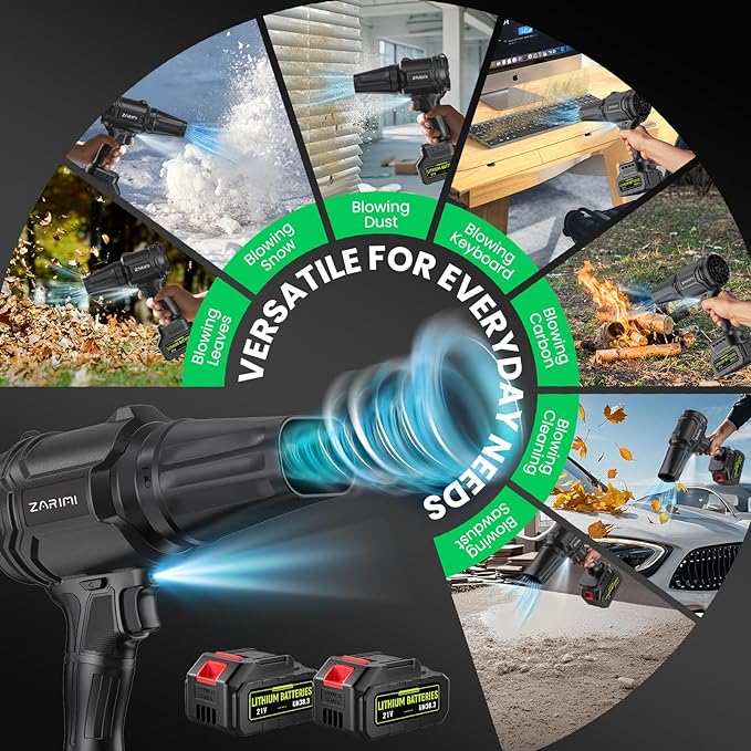 YUQUESEN Cordless Leaf Blower, 980,000 RPM Handheld Leaf Blower with 2 X 4.0Ah Batteries & Charger, Lightweight Leaf Blowers for Patio Cleaning, Lawn Care, Leaves, Dust - Cool Black