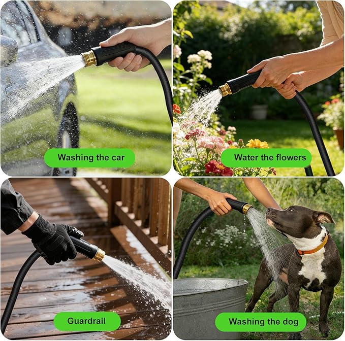 75ft Garden Hose Lightweight Flexible Water Hose, Abrasion Resistant, Kink Free, Durable Sturdy Hoses 2025 Up Graded Thicken Waterhose 700 PSI for Outdoor, RV, Marine (Black Gray, 75FT)