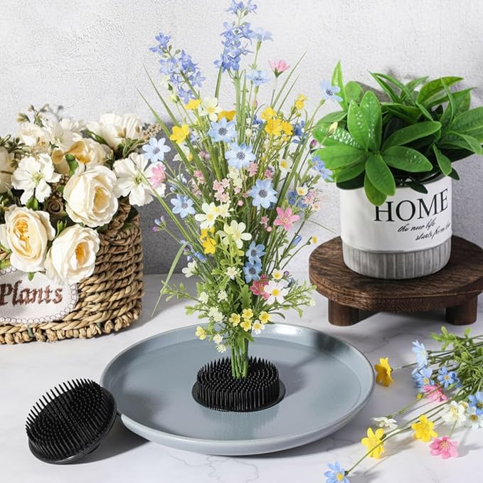 Waydress 4 Pcs 2.8 Inch Plastic Flower Frog Flower Pins Floral Frog for Arrangements Vase Japanese Floral Arrangement for Plant Decoration, Summer Activity, Wedding Decoration (Black)