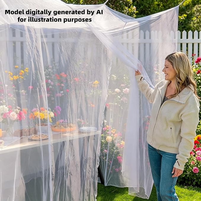 10'x10'x8.2' Outdoor Camping&Patio Mosquito Netting,Large Mosquito Netting with Hanging Ropes for Patio Camping Home Outdoor Travel (White)