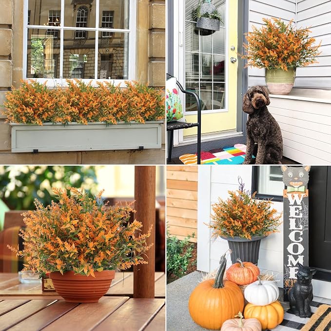 RECUTMS Artificial Flowers Fake Outdoor Plants Faux UV Resistant Lavender Flower Plastic Shrubs Indoor Outside Hanging Decorations Fall Flowers for Decoration,20 Bundles-Salmon