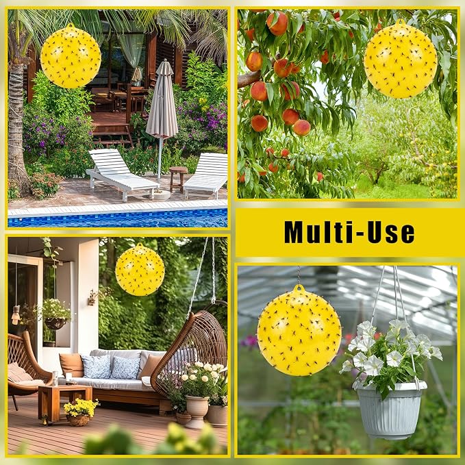 4 Pack Inflatable Fly Trap Balls 18inch Sticky Catcher for Black Yellow Greenhead Flies Outdoor Insect Control for Barn Stable Garden Greenhouse (Glue Not Included) (Gnat Fly Ball Trap)