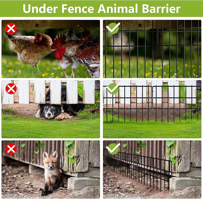 20ft(L) X 13in(H) No Dig Fence, 14 Pack Garden Fence Panels, Rustproof Metal Wire Animal Barrier Fence for Dogs, Rabbits & Squirrels, Easy Setup Outdoor Yard & Patio Defense