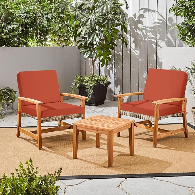Deep Seat Patio Cushions Set, 22x22 Inch Waterproof & Fade Resistant Outdoor Chair Cushions, Thick Padded Replacement Sofa Cushions for Garden Yard Furniture