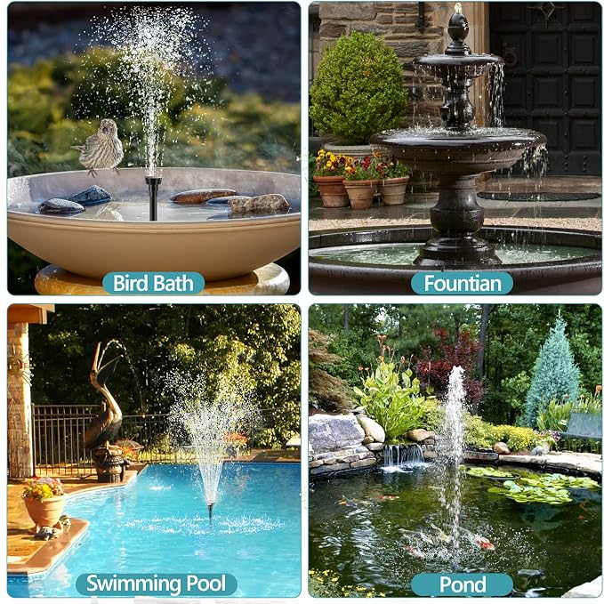 POPOSOAP Solar Water Pump 12W, Solar Water Fountain Pump with 160GPH Submersible Pond Pump Adjustable Flow for Solar Fountain, Pond, Fish Tank, Garden, Pool, Water Features