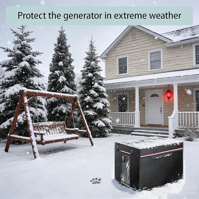 Generator Covers While Running, 600D+210D Oxford Fabric Double Layer, 32x24x24 Inches, Fits 5000-10000W Model, Black