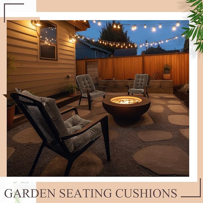 Juexica 4 Set Outdoor Patio Chair Cushions Corduroy Seat High Back Tufted Pillow Replacement Rocking Patio Chair Pads for Outdoor Indoor Home Office(Grayish Brown)