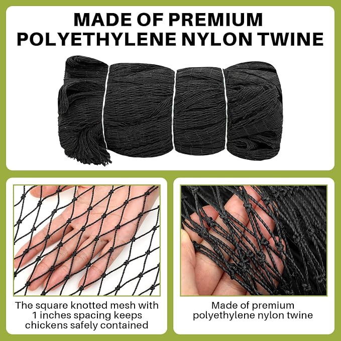 25 x 25 ft Aviary Bird Netting Chicken Netting Commercial Grade Heavy Duty Knotted 1 inch Mesh for Chicken Coops Poultry Blueberries Fruit Trees Net Aviary Garden