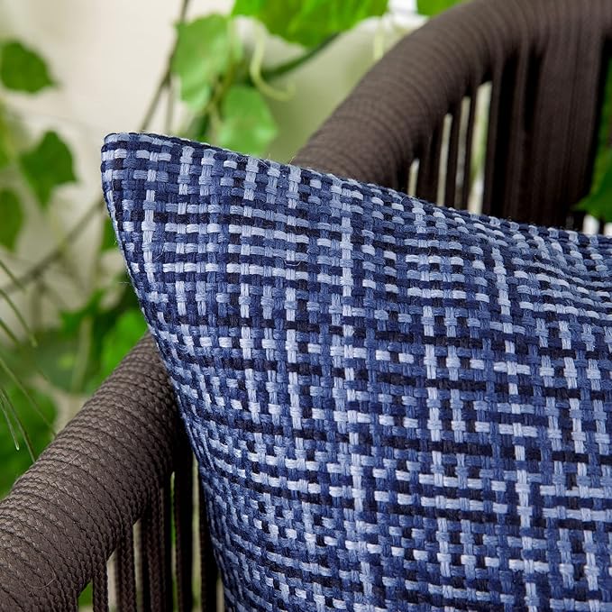 MIULEE Outdoor Waterproof Throw Pillow Covers Decorative Farmhouse Water Resistant Cushion Covers for Tent Patio Garden Couch Sofa Pack of 2, 12x20 Inch Navy Blue