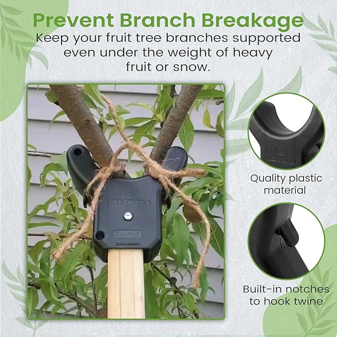 Tree Crutch (1-Pack) - Durable Support for Fruit Tree Branches - Prevents Breakage from Heavy Fruit or Snow - Fits 2x2 Lumber, T-Bar, Stakes & More - Pole Not Included