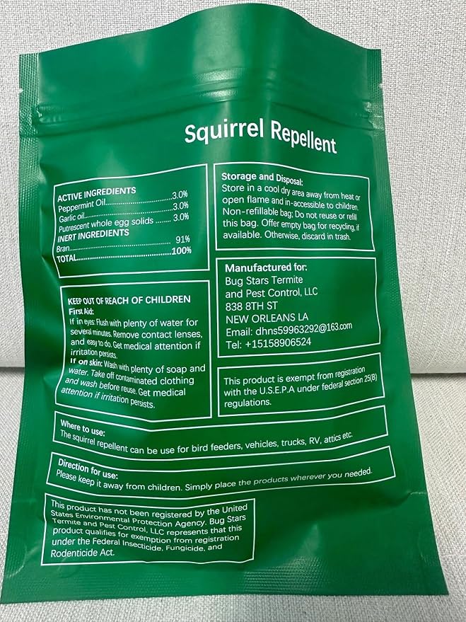 AUDQQM Squirrel Repellent, Outdoor Chipmunk Repellent, Keep Squirrels Away from Garden, Yard and Potted Plants, Chipmunk Deterrent Indoor, Family & Pet Safe, 10 Pouches