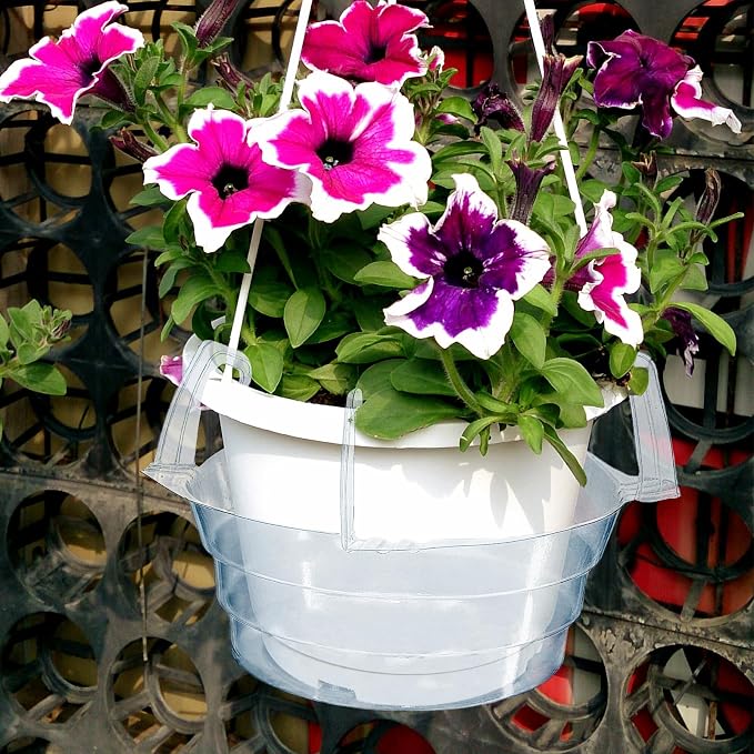 12 Pack Hanging Plant Water Catcher Tray, 10 Inch Clear Drip Pan Saucers for Hanging Planters & Pots, Indoor Self Watering Accessories for Hanging Plant Baskets (10" X 12P)
