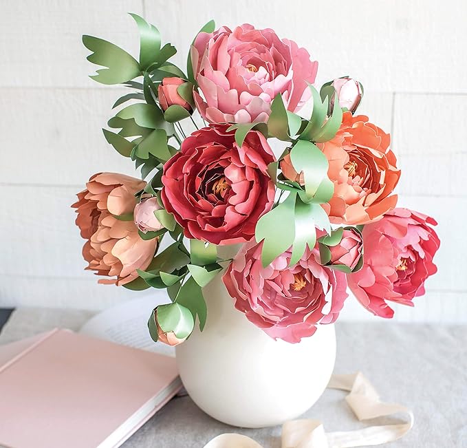 Lia Griffith Frosted Paper Peony Flowers, 8.5" x 11", Colors may vary 20 Count