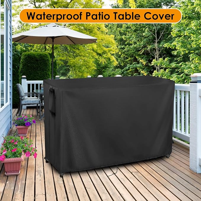 Kingling Outdoor Table Cover for Bar Table, 72 Inch Waterproof Patio Bar Cover for Outdoor Prep Table - 72''L x 29''W x 44''H