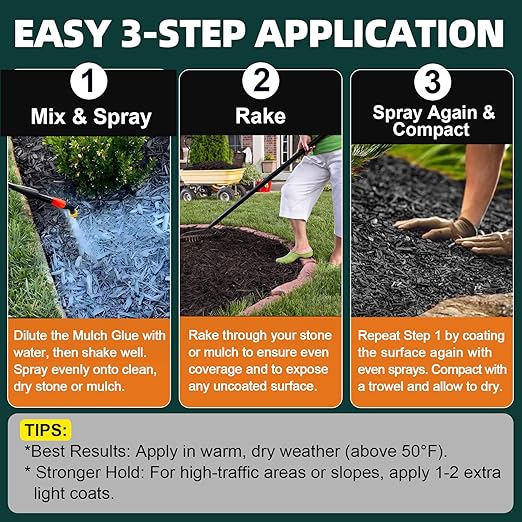 JDiction Mulch Glue for Landscaping – 32OZ Gravel Binder, Rubber Mulch Stabilizer, Concentrated Rock Glue for Landscaping, Intertek Certified Safe, Weather Resistant Mulch Adhesive, Lasts up to 2 Year