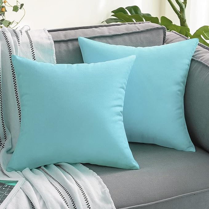 VAKADO Outdoor Waterproof Throw Pillow Covers 22X22 Set of 2 Decorative Aqua Patio Furniture Turquoise Cushion Cases Outside Decor for Couch Garden Bench Porch