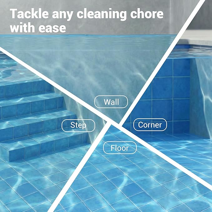 Cordless Spa Hot Tub Vacuum - Handheld Pool Vacuum for Above Ground Pool, Lightweight Stick Pool Cleaner with 2 Brush Heads, Ideal for Cleaning Debris and Sand (Blue)