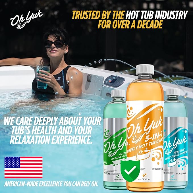 Oh Yuk 5 in 1 Weekly Hot Tub Chemicals - Hot Tub Clarifier, Cleaner & Water Conditioner - Helps Reduce Cloudiness, Support Water Balance & Combat Buildup - 2 Pack