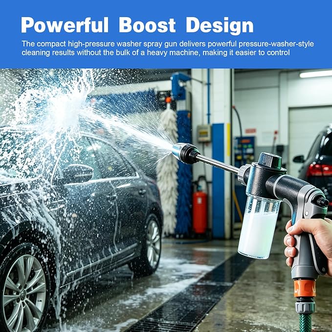 Turbo High Pressure Washer Jet, Heavy Duty Garden Hose Nozzle, Turn Any Hose into a High Pressure Water Cleaning Jet, Multi-Function Water Sprayer for Yard, Car, Pet Washing & Outdoor Cleaning