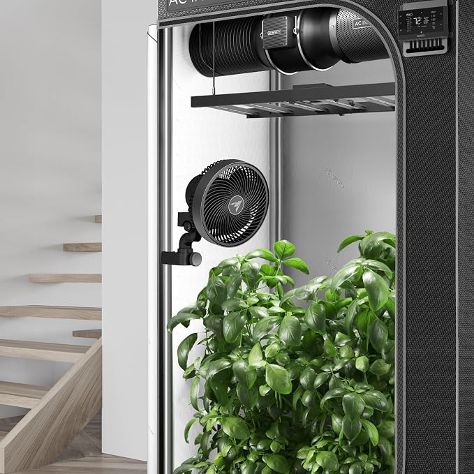 AC Infinity CLOUDRAY A6, Grow Tent Clip Fan 6” with Redesigned Long-Life EC Motor, Custom 10 Dynamic Wind Speeds, Weatherproof IP-54, Manual Swivel, for Hydroponics Circulation Cooling
