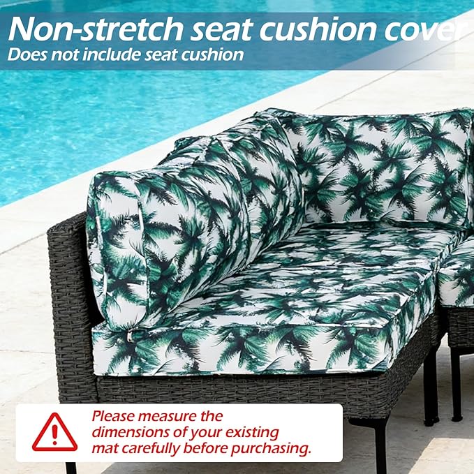 14Pcs Patio Cushion Covers Replacement Splashproof UV-Resistant Inelastic Covers with Zippers, Max Compatible 23.6x23.6x3.9 inch Patio Cushion, for 7 Pcs Outdoor Patio Furniture Sets