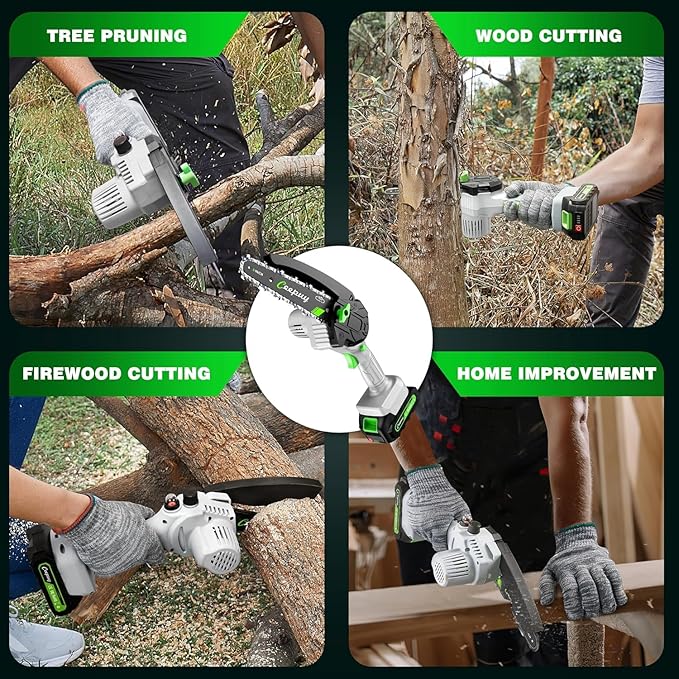 CEEPUY Mini Chainsaw Cordless, Gifts for Men Dad Father Husband Gardener, Cool Gadgets for Men, 6 Inch Portable Electric Chain Saw, Small Handheld Security Lock Trees Branches Trimming, Wood Cutting