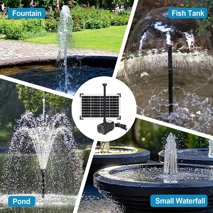 ECO-WORTHY Solar Water Fountain Pump Kit 449 GPH Flow 25W Adjustable Dry-Run Protection Solar Pond Pump Monocrystalline Solar Panel Powered Water Pump for Ponds, Garden, Waterfall, Pool, Birdbath