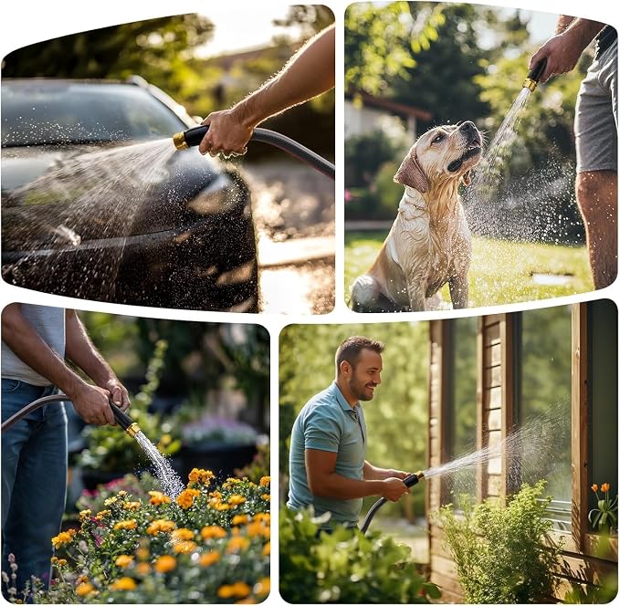 100FT Non-Expanding Garden Hose, Lightweight & Kink-Free, Flexible Heavy Duty Water Hose for Lawn, Yard, Car Washing