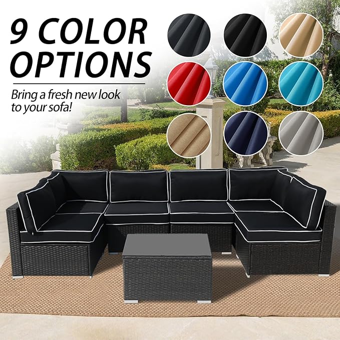 14Pcs Patio Cushion Covers Replacement Splashproof UV-Resistant Inelastic Covers with Zippers, Max Compatible 25.6x25.6x4inch Patio Cushion, for 7 Pcs Outdoor Patio Furniture Sets