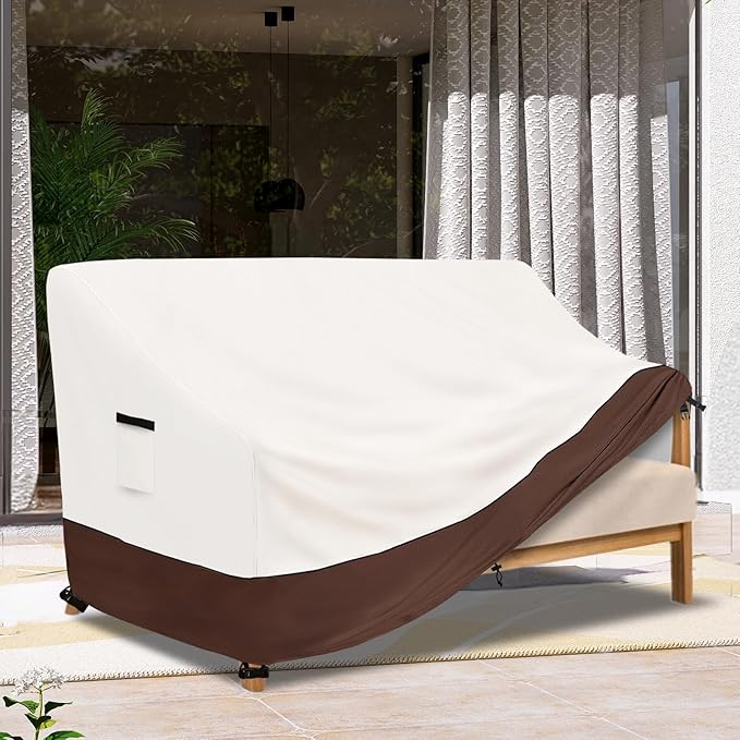 Outdoor Couch Cover,Heavy-Duty Waterproof Outdoor Sofa Cover,All-Weather Patio Furniture Covers for Loveseats & Benches (Beige, Fits 53" W x 35" D x 31" H)