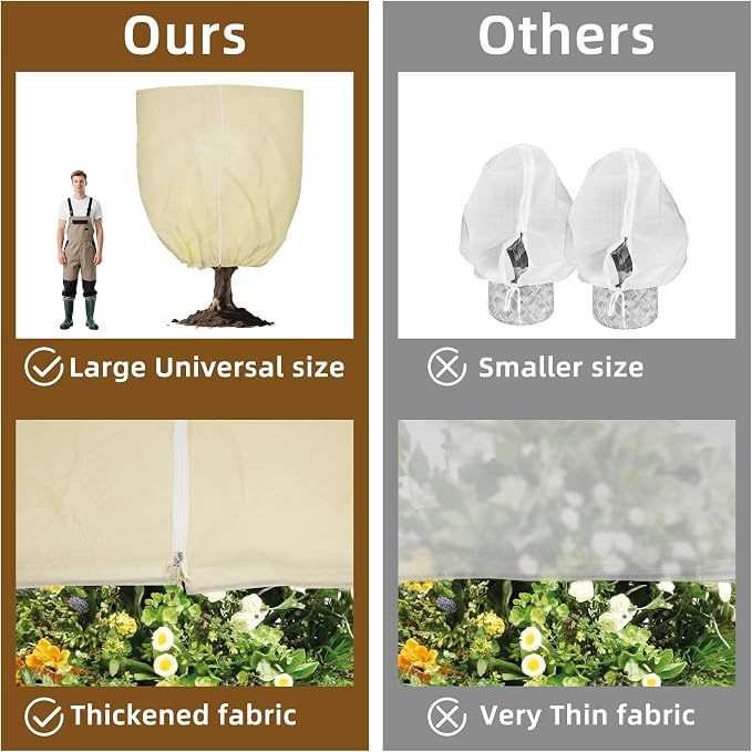 Plant Cover, Plant Protector, 4 Pack 39.3 * 31.8 inch Winter Frost Fabric Blanket, Two-Way with Drawstring for Outdoor Plants, Protects Against Cold Frost and Wind Damage.