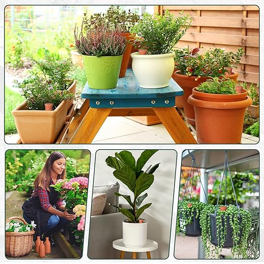 DoubleFill 2 Pcs 18oz Ollas Terracotta Watering Pots Self Watering Planter Insert Terracotta Globes Clay for Outdoor Indoor Garden Plants, Easy to Refill