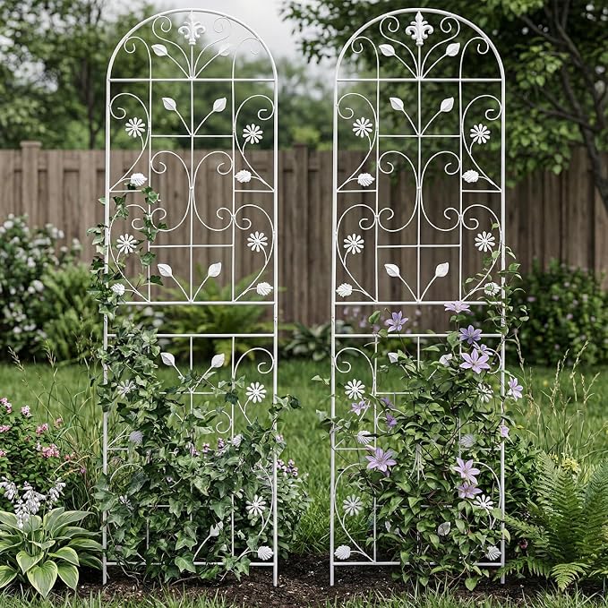Trellis for Climbing Plants Outdoor, (2 Pack 70.8x19.6-inch), Generic Metal Garden Trellis, Rustproof, Easy Assembly,(White)