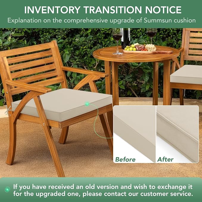 Outdoor Chair Cushions Set of 4: Waterproof & Color Fastness Seat Cushion for Patio Furniture - 22 x 22 x 3 Inch Chair Pads with Ties and Hidden Zipper - Patio Chair Cushion Replacement, Beige
