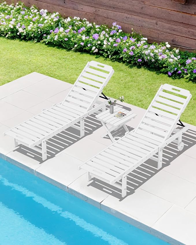 SERWALL Folding Outdoor Side Table Set of 4, Small Adirondack Side Table, White