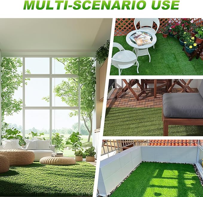 VANCASTLE Artificial Grass Tiles Interlocking Turf Squares Deck 9 Pack-Decorative Garden Fence Outdoor, 10 Panels Rustproof Metal Landscape Barrier Fence, Toatal 10FT(L) x 24IN(H) Design A